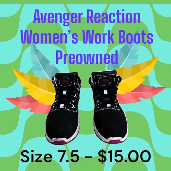 Avenger Shoes - Avenger Reaction CN Womens Black Pink Composite Toe Safety Work Boots Size 7.5M